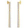 Diamond Drop Earrings: 1 Carat Lab Grown Diamond Bar Earrings In 14 Karat Yellow Gold, 1 1/2 Inches Image-4