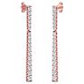 Diamond Drop Earrings: 1 Carat Lab Grown Diamond Bar Earrings In 14 Karat Rose Gold, 1 1/2 Inches Image-4