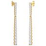 Diamond Drop Earrings: 2 Carat Lab Grown Diamond Bar Earrings In 14 Karat Yellow Gold, 2 Inches Image-4