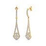 Diamond Drop Earrings: 1 Carat Diamond Chandelier Earrings In 14 Karat Yellow Gold, 1 1/2 Inches Image-1