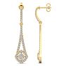 Diamond Drop Earrings: 1 Carat Diamond Chandelier Earrings In 14 Karat Yellow Gold, 1 1/2 Inches Image-2