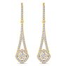 Diamond Drop Earrings: 1 Carat Diamond Chandelier Earrings In 14 Karat Yellow Gold, 1 1/2 Inches Image-3