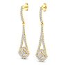 Diamond Drop Earrings: 1 Carat Diamond Chandelier Earrings In 14 Karat Yellow Gold, 1 1/2 Inches Image-4