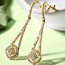 Diamond Drop Earrings: 1 Carat Diamond Chandelier Earrings In 14 Karat Yellow Gold, 1 1/2 Inches Image-8