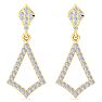 Diamond Drop Earrings: 1/2 Carat Diamond Chandelier Earrings In 14 Karat Yellow Gold, 1 Inch Image-3