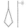 Diamond Drop Earrings: 1/3 Carat Diamond Chandelier Earrings With Chain In 14 Karat White Gold, 1 1/2 Inches Image-2