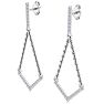 Diamond Drop Earrings: 1/3 Carat Diamond Chandelier Earrings With Chain In 14 Karat White Gold, 1 1/2 Inches Image-4