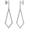 Diamond Drop Earrings: 1/3 Carat Diamond Chandelier Earrings With Chain In 14 Karat White Gold, 1 1/2 Inches Image-5