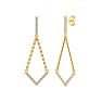 Diamond Drop Earrings: 1/3 Carat Diamond Chandelier Earrings With Chain In 14 Karat Yellow Gold, 1 1/2 Inches Image-1