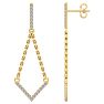 Diamond Drop Earrings: 1/3 Carat Diamond Chandelier Earrings With Chain In 14 Karat Yellow Gold, 1 1/2 Inches Image-2