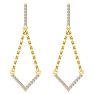 Diamond Drop Earrings: 1/3 Carat Diamond Chandelier Earrings With Chain In 14 Karat Yellow Gold, 1 1/2 Inches Image-3