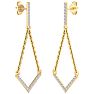 Diamond Drop Earrings: 1/3 Carat Diamond Chandelier Earrings With Chain In 14 Karat Yellow Gold, 1 1/2 Inches Image-5
