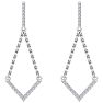 Diamond Drop Earrings: 1/2 Carat Diamond Chandelier Earrings With Chain In 14 Karat White Gold, 1 1/2 Inches Image-3