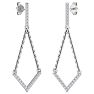 Diamond Drop Earrings: 1/2 Carat Diamond Chandelier Earrings With Chain In 14 Karat White Gold, 1 1/2 Inches Image-5