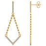Diamond Drop Earrings: 1/2 Carat Diamond Chandelier Earrings With Chain In 14 Karat Yellow Gold, 1 1/2 Inches Image-2