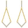 Diamond Drop Earrings: 1/2 Carat Diamond Chandelier Earrings With Chain In 14 Karat Yellow Gold, 1 1/2 Inches Image-3