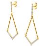 Diamond Drop Earrings: 1/2 Carat Diamond Chandelier Earrings With Chain In 14 Karat Yellow Gold, 1 1/2 Inches Image-4