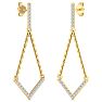 Diamond Drop Earrings: 1/2 Carat Diamond Chandelier Earrings With Chain In 14 Karat Yellow Gold, 1 1/2 Inches Image-5