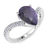 Amethyst Ring: 1 1/2 Carat Pear Shape Amethyst and Diamond Ring Image-2