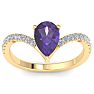 Amethyst Ring: 1 1/2 Carat Pear Shape Amethyst and Diamond Ring Image-1