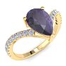 Amethyst Ring: 1 1/2 Carat Pear Shape Amethyst and Diamond Ring Image-2