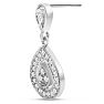 Diamond Drop Earrings: 1/2 Carat Diamond Drop Earrings In 14K White Gold, 1 Inch Image-4