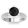 3 Carat Round Shape Black Moissanite Engagement Ring In 14K White Gold Image-1