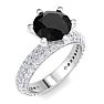 3 Carat Round Shape Black Moissanite Engagement Ring In 14K White Gold Image-2