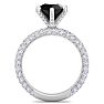 3 Carat Round Shape Black Moissanite Engagement Ring In 14K White Gold Image-3