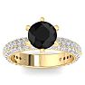 3 Carat Black Diamond Engagement Ring In 14K Yellow Gold Image-1