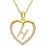 Letter H 1/5ct Diamond Initial Necklace In Yellow Gold Over Sterling Silver, 16 Inches Image-1