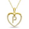 Letter P 1/5ct Diamond Initial Necklace In Yellow Gold Over Sterling Silver, 16 Inches Image-1