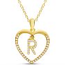 Letter R 1/5ct Diamond Initial Necklace In Yellow Gold Over Sterling Silver, 16 Inches Image-1