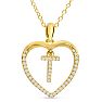 Letter T 1/5ct Diamond Initial Necklace In Yellow Gold Over Sterling Silver, 16 Inches Image-1