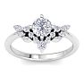 1 Carat Intricate Moissanite Engagement Ring In 14K White Gold Image-1