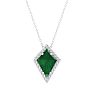 1-3/4 Carat Kite Shape Emerald Necklaces With Diamonds In 14K White Gold, 18 Inch Chain Image-1
