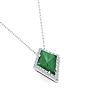1-3/4 Carat Kite Shape Emerald Necklaces With Diamonds In 14K White Gold, 18 Inch Chain Image-4