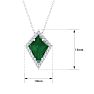 1-3/4 Carat Kite Shape Emerald Necklaces With Diamonds In 14K White Gold, 18 Inch Chain Image-5