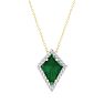 1-3/4 Carat Kite Shape Emerald Necklaces With Diamonds In 14K Yellow Gold, 18 Inch Chain Image-1