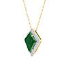 1-3/4 Carat Kite Shape Emerald Necklaces With Diamonds In 14K Yellow Gold, 18 Inch Chain Image-2