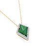 1-3/4 Carat Kite Shape Emerald Necklaces With Diamonds In 14K Yellow Gold, 18 Inch Chain Image-4