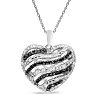 1/4 Carat Black and White Diamond Heart Necklace In Sterling Silver, 18 Inches Image-1