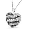 1/4 Carat Black and White Diamond Heart Necklace In Sterling Silver, 18 Inches Image-2