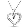 1/4 Carat Diamond Heart Necklace In Sterling Silver, 18 Inches Image-1