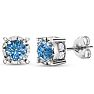1 Carat Blue Diamond Miracle Stud Earrings In 14 Karat White Gold. Brand New And Super-Hot! Image-1