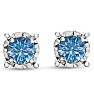 1 Carat Blue Diamond Miracle Stud Earrings In 14 Karat White Gold. Brand New And Super-Hot! Image-2