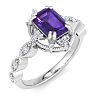 Amethyst Ring: 1 Carat Amethyst and Diamond Ring Image-2