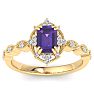 Amethyst Ring: 1 Carat Amethyst and Diamond Ring Image-1