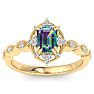 1 Carat Octagon Shape Mystic Topaz Ring With Diamond Halo In 14 Karat Yellow Gold Image-1