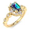 1 Carat Octagon Shape Mystic Topaz Ring With Diamond Halo In 14 Karat Yellow Gold Image-2